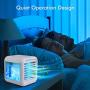 Personal Air Conditioner, Portable Air Conditioners with Icebox, Mini Air Conditioner with 3 Speeds, Table Fan for Room & Office, Air Humidifier, Air Cooler with USB Cable, Quiet, 7-Color Night Light
