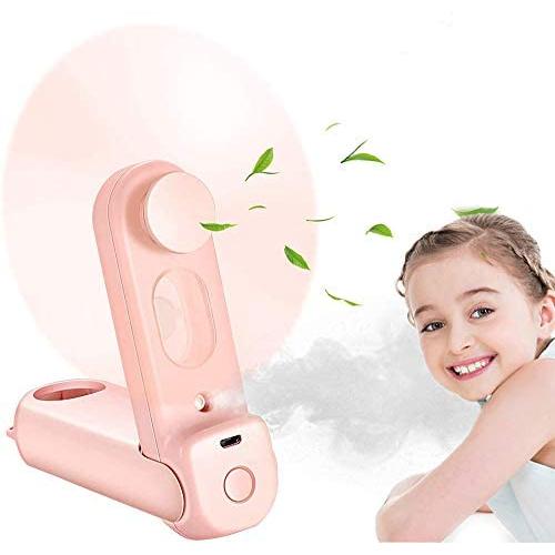 Portable Handheld Misting Fan Small Personal Desk Fan USB Rechargeable for Home Office Outdoor by Alpharan(Pink)