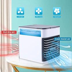 Personal Air Conditioner, Quiet USB Air Cooler with 3-Speed, Mini Air Conditioner with LED Light, Portable Air Conditioner for Small Room/Office/Dorm/Bedroom