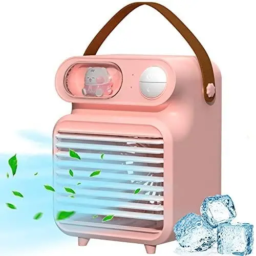 Portable Air Conditioner Fan, CEENFFO Personal Air Cooler 3-in-1 Mini Conditioner 3 Wind Speed, 3 Colors Desktop Air Conditioner with Handle for Home/Office/Room/Outdoor