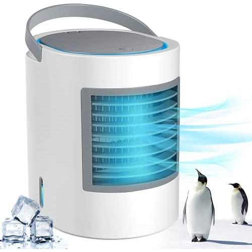 Portable Space Air Conditioner, Evaporative Personal Desk Fan, Quiet Air Cooler Misting Fan, Cordless 3 in 1 USB Air Cooler Desk Fan with Portable Handle for Home Room Office
