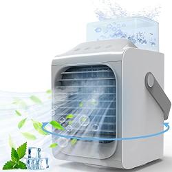 Portable Air Conditioner, 90° Oscillating Portable Cooler, Cordless Personal Air Cooler, As seen on TV, Quick and Easy way to cool personal space, Suitable for Bedside, Office& Study Room, 3 speeds 7 colors