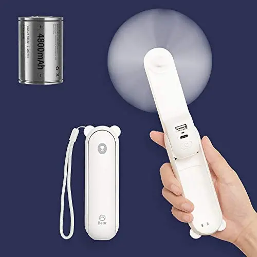 JISULIFE Handheld Fan with 4800 mAh Powerbank Max 46 Hours Runtime,Pocket Fan Portable Battery Operated or USB Powered Folding Personal Fan,3 Speeds,Enhanced Airflow,Rechargeable Quiet Mini Fan-White JISULIFE Handheld Fan with 4800 mAh Powerbank Max 46 Hours Runtime,Pocket Fan Portable Battery Operated or USB Powered Folding Personal Fan,3 Speeds,Enhanced Airflow,Rechargeable Quiet Mini Fan-White
