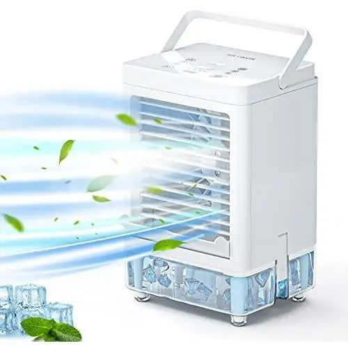 neofeel Cooling Fan 5000mAh Portable Air Conditioner with 3 Wind Speed Portable AC 800ml Tank Battery Operated Air Cooler for Home and Office White