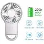 Hido Mini Handle Fan Battery Operate, Rechargeable Carabiner USB Mini Fan with Colorful Light, Portable Mini Handle Fan, Handle Fan Portable With Illumination for Camping Traveling Household, White
