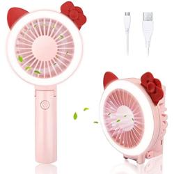 Jasilon[NEWEST FOLDABLE LED Handheld Fan] Mini USB Personal Fan with Adjustable 3 Speeds Wind, Small Portable Fan Light, Desk Fan Small Quiet for Kids Baby Girls Woman Home Office Outdoor Travel-Pink