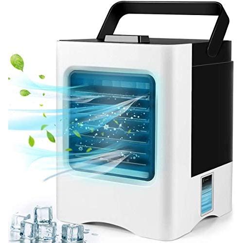 Portable Air Conditioner, Mini Evaporative Air Cooler, Personal Rechargeable USB Fan, Quiet Desk Fan with 3 Speeds for Home Room Office