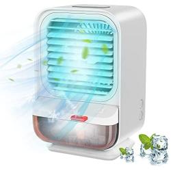 Covoi Portable Air Conditioner Fan- Personal Air Cooler Fan with 3 Wind Speeds Air Humidifier,4000 mAh Power Rechargeable Mini Air Conditioner Fan with Light for Room Home Office