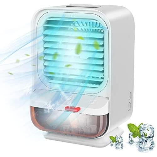 Covoi Portable Air Conditioner Fan- Personal Air Cooler Fan with 3 Wind Speeds Air Humidifier,4000 mAh Power Rechargeable Mini Air Conditioner Fan with Light for Room Home Office