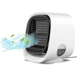 Personal Air Conditioner, Portable Air Conditioner Fan for Small Room Portable Air Cooler with 3 Speeds USB Small Desk Air Conditioner 3 in 1 Cooling Fan Humidifier Mini Air Conditioner for Home Office Room (white-2)
