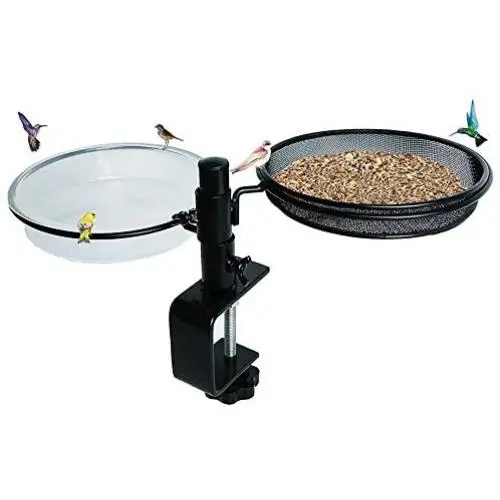 HLTOP Deck Bird Feeders Deck Mount Bird Bath with Metal Mesh Tray and Water Bowl - Detachable and Adjustable Heavy Duty Sturdy Clamp Stand - Balcony Bird Feeder Perfect for Attracting Birds HLTOP Deck Bird Feeders Deck Mount Bird Bath with Metal Mesh Tray and Water Bowl - Detachable and Adjustable Heavy Duty Sturdy Clamp Stand - Balcony Bird Feeder Perfect for Attracting Birds