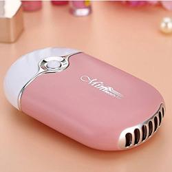 FlyItem USB Mini Portable Fans Rechargeable Electric Bladeless Handheld Air Conditioning Cooling Refrigeration Fan For Eyelash (Pink)