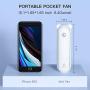 JISULIFE Handheld Fan with 4800 mAh Powerbank Max 46 Hours Runtime,Pocket Fan Portable Battery Operated or USB Powered Folding Personal Fan,3 Speeds,Enhanced Airflow,Rechargeable Quiet Mini Fan-White
