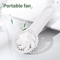 Mini Handheld Fan ,Portable Fan,Speed Adjustable Desk Fan with USB Rechargeable Battery Operated, Cooling Hanging Fan (white)