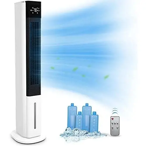 Sunday Living Evaporative Air Cooler - 42 Inch Tower Fan w/Cooling & Humidification, 50° Oscillation Swamp Fan 1.3 Gallon Water Tank, 3 Speed & 3 Mode Setting, 12 Hour Timer, Remote Control Sunday Living Evaporative Air Cooler - 42 Inch Tower Fan w/Cooling & Humidification, 50° Oscillation Swamp Fan 1.3 Gallon Water Tank, 3 Speed & 3 Mode Setting, 12 Hour Timer, Remote Control