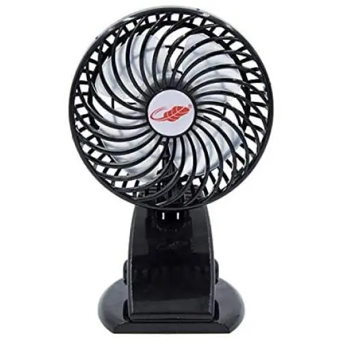 QUZOC Portable Hand Held Small Clip-On USB Fan for Stroller/Outdoor/Desk, Quiet and Strong 3-Speed Adjust Mini USB Powered Fans with Rechargeable Battery(black)