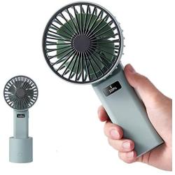 QEEK Personal Fan, Handheld Portable Mini Fan with 4000 mA Rechargeable Batteries,LCD Digital Display with 5 Speed Adjustable Setting, Oscillate Charging Base for Office Home Outdoor and Travel (Green)