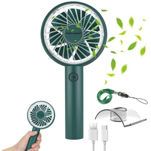 Handheld Fan Rechargeable MOHOO Mini Fan Portable 4 Speed Small Personal Fan 15¡ã Rotatable with Holder, Lanyard and Removable Guard for Desk Home Office Outdoor Beach Travelling