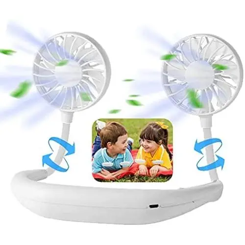 USB Rechargeable Portable Wearable Fan,Neck Fan, Hand Free Personal Fan, 360 Degree Adjustable Necklace Mini Fan for office Travel Outdoors-White USB Rechargeable Portable Wearable Fan,Neck Fan, Hand Free Personal Fan, 360 Degree Adjustable Necklace Mini Fan for office Travel Outdoors-White