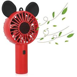 Hand held Fan, Portable Fan, Cartoon Hand Fan, Rechargeable USB Mini Fan, with 3 Kinds of Wind Speed Adjustable, Portable Fan with Super Wind Power up to 4980r/ min ( Red)