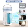 Portable Air Quiet Fan, Personal Mini Evaporative Cooler Fan with 8 Colors LED Light, 2 Fans and 3 Speeds, Small Desktop Cooling Humidifier Fan for Bedroom, Outdoor...