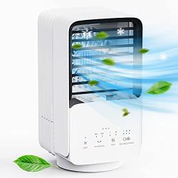 Portable Air Conditioner, AUZKIN Evaporative Air Cooler Desk Fan with 3 Speeds, Oscillating Mist Humidifier with 2 Mist Adjustment for Room, Office, Bedroom