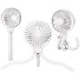 scurry Stroller Fan, Portable Desk Fan, Mini USB Fan, 2600mAH Rechargeable Battery Operated Fan with LED Light and Aromatherapy, Flexible Tripod Design Personal Handheld Fan for Stroller (White)