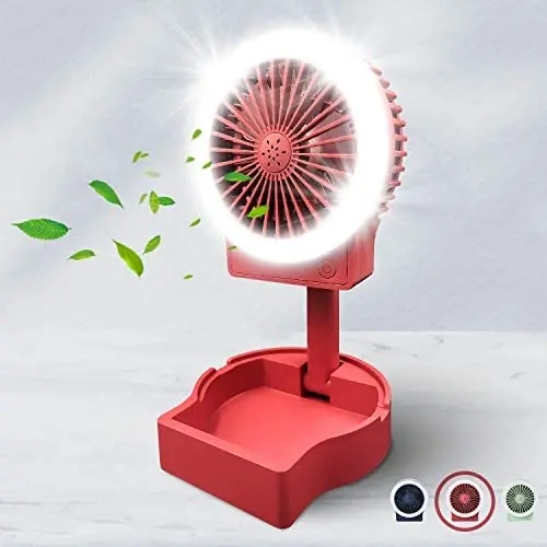 Desk Small Fan with Fill Light, USB Rechargeable, 3 Speeds 2 Brightness Setting Foldable Portable Table Mini Fan, Bright Quiet Operation, Long Lasting for Home Office Car Outdoor Travel(Red) Desk Small Fan with Fill Light, USB Rechargeable, 3 Speeds 2 Brightness Setting Foldable Portable Table Mini Fan, Bright Quiet Operation, Long Lasting for Home Office Car Outdoor Travel(Red)