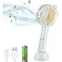 GIVERARE Handheld Fan, USB Desk Fan, Mini Portable Fan, Personal Fan with USB Rechargeable Battery Operated, 6-10 Working Hours, 3 Speeds Electric Fan for Travel Camping Office Room Household-Blue GIVERARE Handheld Fan, USB Desk Fan, Mini Portable Fan, Personal Fan with USB Rechargeable Battery Operated, 6-10 Working Hours, 3 Speeds Electric Fan for Travel Camping Office Room Household-Blue