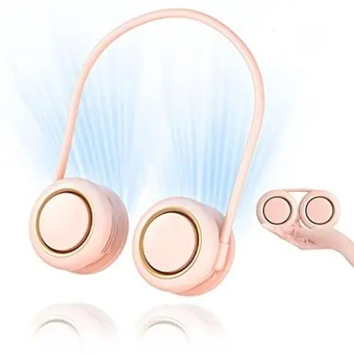 HLNIAO Portable Neck Fan, Bladeless Hanging Neck Fan, USB Rechargeable Personal Mini Fan, Neck cooler with 3 Speed Wind for Women and Men, Fashion Neck Air Conditioner for Sports Outdoor Indoor Pink HLNIAO Portable Neck Fan, Bladeless Hanging Neck Fan, USB Rechargeable Personal Mini Fan, Neck cooler with 3 Speed Wind for Women and Men, Fashion Neck Air Conditioner for Sports Outdoor Indoor Pink