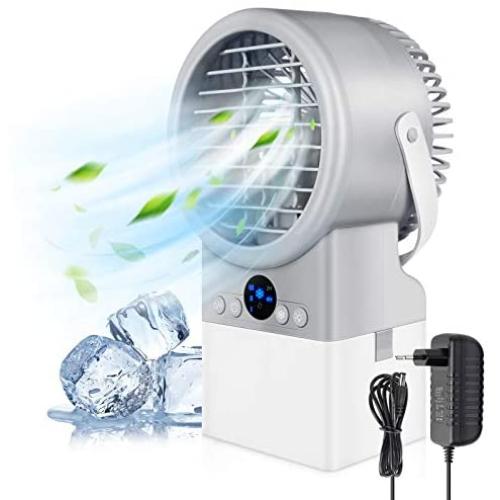 Personal Air Cooler for Office, Yolife 4 in 1 Fan, Humidifier, Purifier, Portable Air Conditioner with 7 Colors LED Night Light, Mini Quiet Air Conditioner Desk Fan with Handle for Home Room