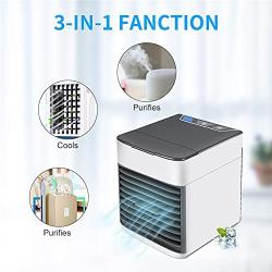 Mini Portable Air Cooling Fan Humidifier, USB Portable Air Conditioner with Led Light,for Office, Room Desk Top