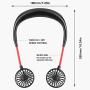 Maxesla Portable Fan, Mini Neck Fan, Handsfree Small Fan 360°Rotation, USB Fan Rechargeable Cooling Fan, Personal Fan with Dual Wind Head 3 Speeds LED Light for Home Traveling Sport Outdoor, Black