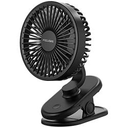 Clip on Fan FThinkup 3000 mAh USB Rechargeable Battery Operated Clip on Mini Desk Fan Portable with 3 Speed & 270° Rotate for Home Office Outdoor Camper Golf Cart or Gym Treadmill-Black