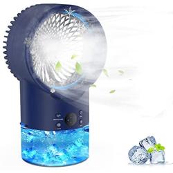 EEIEER Air Conditioner Fan Personal Evaporative Cooler Circulator 3 Speeds 2/4H Timer 7 Colors LED Light 2 Misting Modes Humidifier Quiet Mist Cooling Desk Fan for Home Office Room