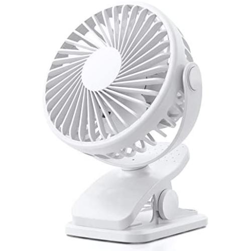 MISSUE Clip On Desk Fan, Baby Safe Stroller Fan, USB & Battery Operated Fan with 3 Speed for Child, Men, Women, 3000mAh Rechargeable Battery Included