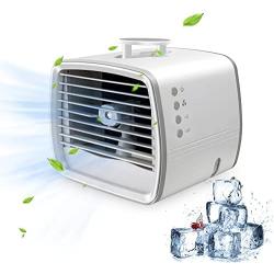 Nafiki Portable Air Conditioner, Portable Air Cooler 4 In 1 Personal Mini Air Conditioner Fan, Rechargeable Evaporative Air Conditioner Quiet Fan with 3 Speeds 7 Colors for Small Room Office Outdoor