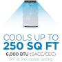 BLACK+DECKER BPT06WTB Portable Air Conditioner with Remote Control, 6,000 BTU SACC/CEC (10,000 BTU ASHRAE), Cools Up to 250 Square Feet, White