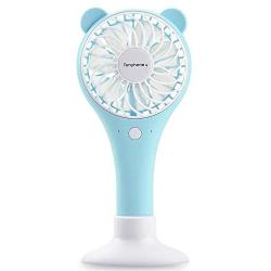 Tonyhoney Mini Handheld Portable Fan Hand Held Personal Fan Rechargeable Battery Operated Powered Cooling Desktop Electric Fan, 2000mAh Battery 2 Modes for Home Office Travel Outdoor (Blue)