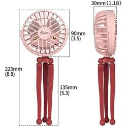 Mini Handheld Personal Portable Fan with Flexible Tripod on Desk, USB or Batterry Powered (Pink)’