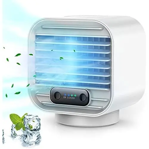 Portable Air Conditioner, Desktop Rechargeable Evaporative Air Cooler and Humidifier with 3 Speeds, Cordless Personal Mini Air Conditioner Fan for Car, Room, Office Portable Air Conditioner, Desktop Rechargeable Evaporative Air Cooler and Humidifier with 3 Speeds, Cordless Personal Mini Air Conditioner Fan for Car, Room, Office