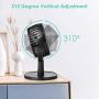 Mini Desk Fan, USB Operated Fan with 4 Speeds, Strong Airflow, Ultra Quiet Operation, 310° Adjustment, Portable Personal Fan for Home Office Desktop (Black)