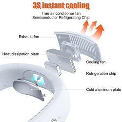 NORMIA RITA [Instant Cooling] Personal Air Conditioner Neck Fan Built-in Refrigerating Chip Wearable Cooling Fan with 360° Wind Outlet Portable Hang Neck Fan for Hot Flashes