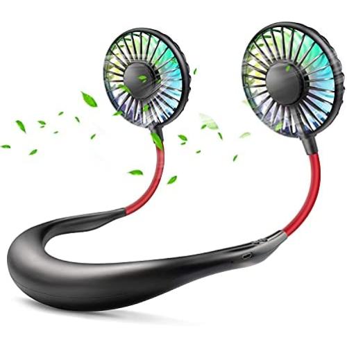 MZTDYTL Portable Fan, Hand Free Mini USB Small Personal Fan with Rechargeable Bettery Operated Neck Fan with 3 Speed Color Changing LED 360°Free Rotation for Sports,Office,Outdoor,Travel,Home MZTDYTL Portable Fan, Hand Free Mini USB Small Personal Fan with Rechargeable Bettery Operated Neck Fan with 3 Speed Color Changing LED 360°Free Rotation for Sports,Office,Outdoor,Travel,Home