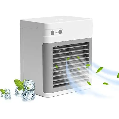 Portable Air Conditioner, Quiet USB Air Cooler with 3-Speed, Rechargeable Mini Air Conditioner with LED Light, Desktop Water Cooling Fan for Small Room/Office/Dorm/Bedroom Portable Air Conditioner, Quiet USB Air Cooler with 3-Speed, Rechargeable Mini Air Conditioner with LED Light, Desktop Water Cooling Fan for Small Room/Office/Dorm/Bedroom