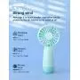 MISSUE Mini Handheld Fan, Portable Battery Operated Fan with Lanyard, Personal Pocket Fan with 3000mAh Rechargeable Battery, 5-10 Hrs Running Time, Green