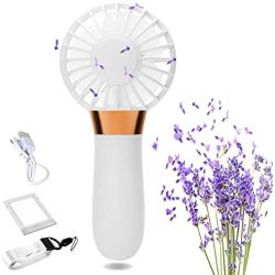 Mini Fan, USB Small Personal Fan, Handheld Fan with Scent, Battery Powered 5 inch Portable Fan. Suitable for Home Outdoor Queue (White)