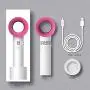 Portable USB Rechargeable Mini Fan Desktop Speed Adjustable Bladeless Fan Eyelash Fan Dryer Handheld Fan
