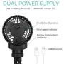 Mini Stroller Fan Clip On, Portable Rechargeable Handheld Personal Fan with Flexible Tripods, Small Desk Fans USB or Battery Powered Travel Powerful Quiet Fan for Baby, Treadmill, Carseat, Room, Gym