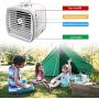 Portable Air Cooler Personal Air Conditioner Fan, Mini Evaporative Cooler Desk Fan with Hidden Handle, 3 Winds Speed, 7 Colors Light Super Quiet Humidifier Misting Fan for Home Office Bedroom Outdoor